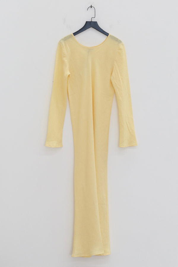 BASERANGE Linen and Cotton Long-Sleeve Dress, Made in France (BAS-DRDYL-FL-AU25-ANA YELLOW)